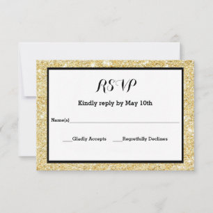 Tarjeta de respuesta RSVP - Purpurina dorada y mar