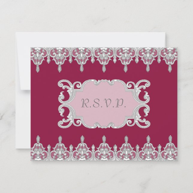 Tarjeta de respuesta RSVP Roja de Borgoña con gota (Anverso)