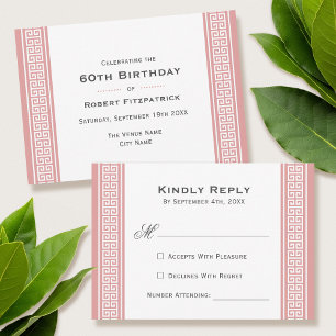 Tarjeta de respuesta RSVP rosa de la fiesta de cum