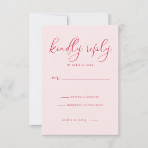 Tarjeta de respuesta RSVP Rosa Elegante