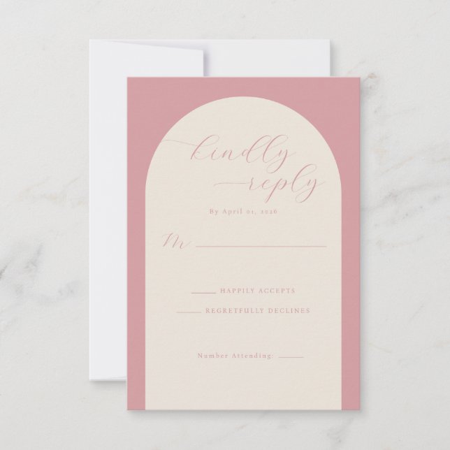 Tarjeta de respuesta RSVP Rosa Elegante (Anverso)