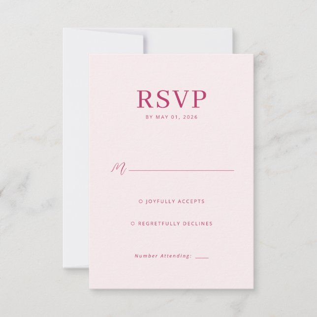 Tarjeta de Respuesta RSVP Rosa Elegante (Anverso)
