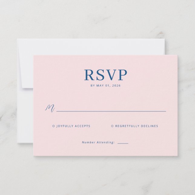 Tarjeta de Respuesta RSVP Rosa Elegante (Anverso)