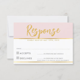 TARJETA DE RESPUESTA RSVP rosa pálido con guión de