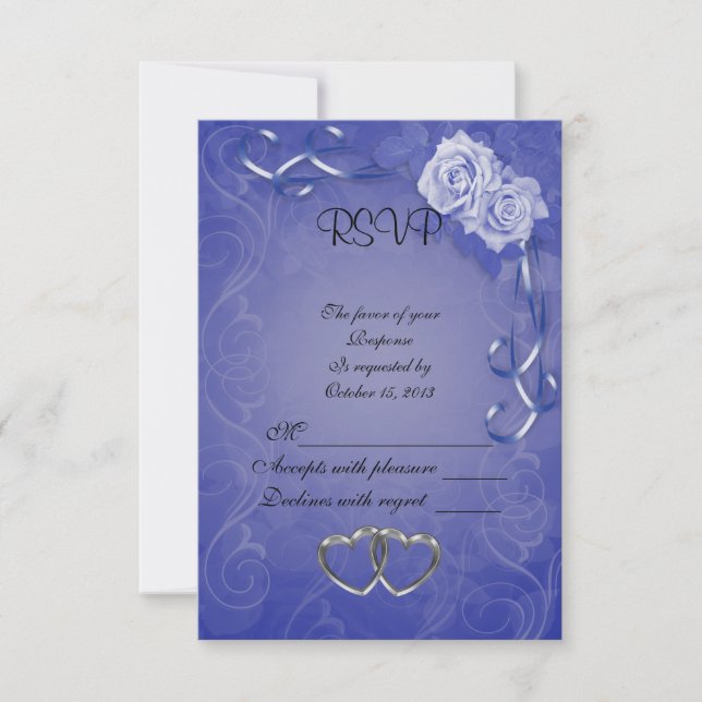 Tarjeta de respuesta RSVP rosas azules (Anverso)