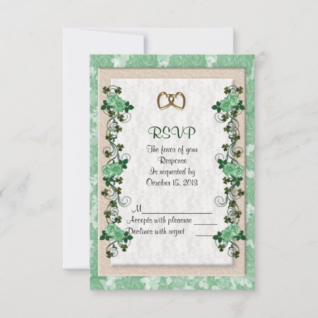 Tarjeta de respuesta RSVP rosas irlandeses (Anverso)