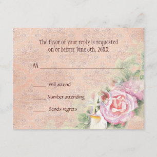 Tarjeta de respuesta RSVP - Rosas Pastel y Calla L