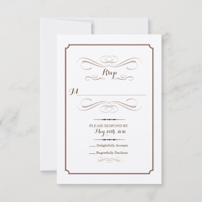 Tarjeta de respuesta RSVP Rustic Elegant (Anverso)