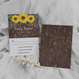 Tarjeta de respuesta RSVP Rústica del girasol de l