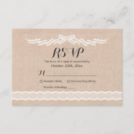 Tarjeta de respuesta RSVP Rústica White Lace Linen