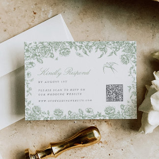Tarjeta de respuesta RSVP Sage con código QR Chino