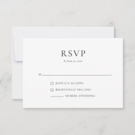 Tarjeta de respuesta RSVP simple moderna en blanco