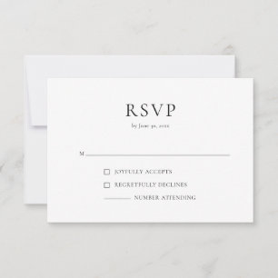 Tarjeta de respuesta RSVP simple moderna en blanco