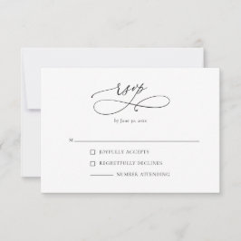 Tarjeta de respuesta RSVP simple y moderna en blan