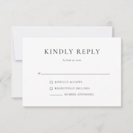 Tarjeta de respuesta RSVP simple y moderna en blan