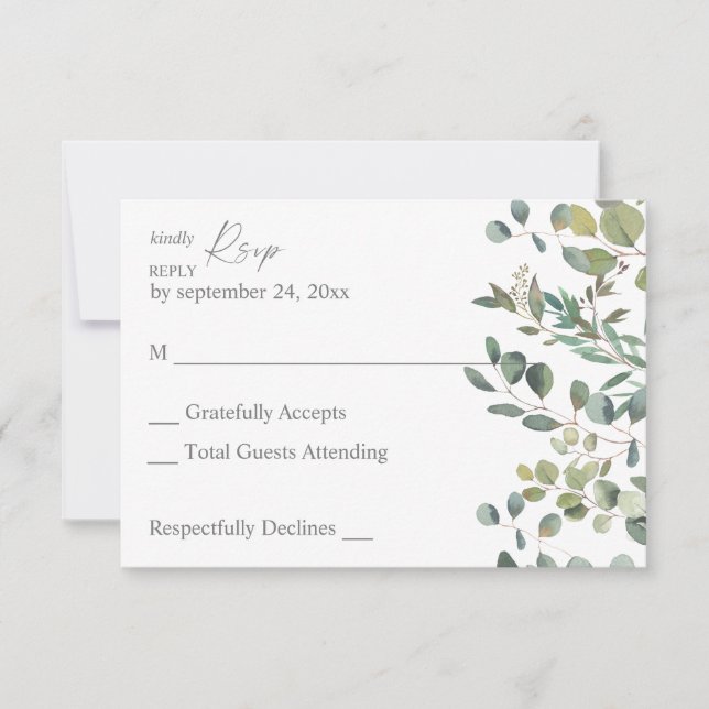 Tarjeta de respuesta RSVP sin comida dúo de follaj (Anverso)