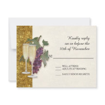 Tarjeta de respuesta RSVP Tema de vino Champagne M