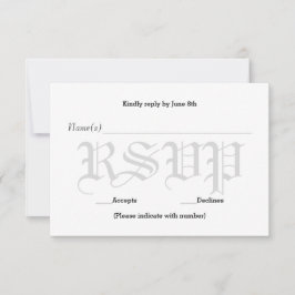 Tarjeta de respuesta RSVP - Texto de boda gris de 