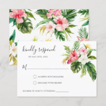 Tarjeta de respuesta RSVP Tropical Floral