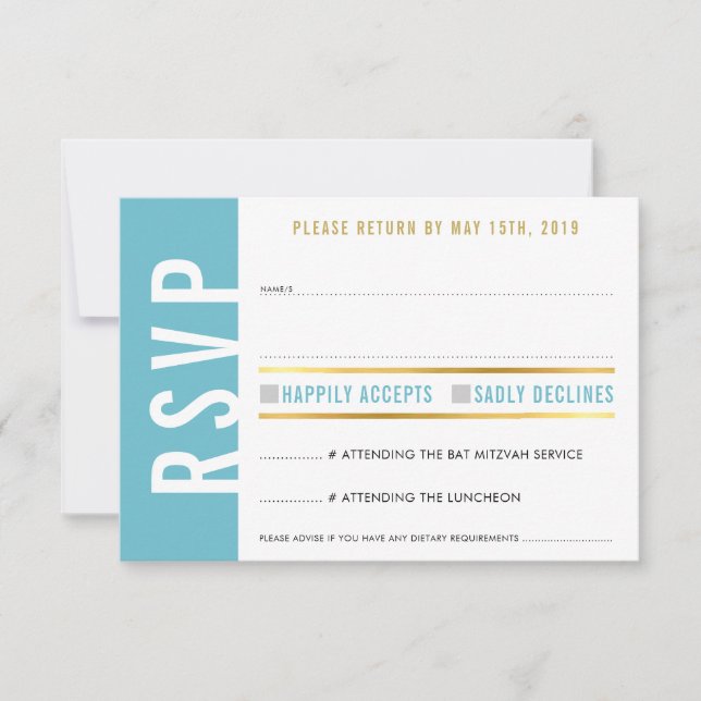 TARJETA DE RESPUESTA RSVP turquesa blanco corazone (Anverso)