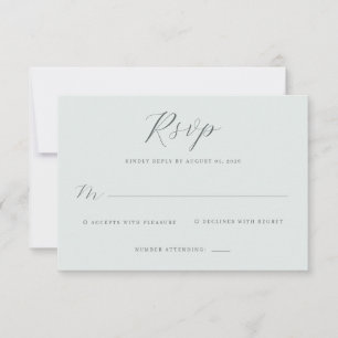 Tarjeta de respuesta RSVP verde apagado elegante