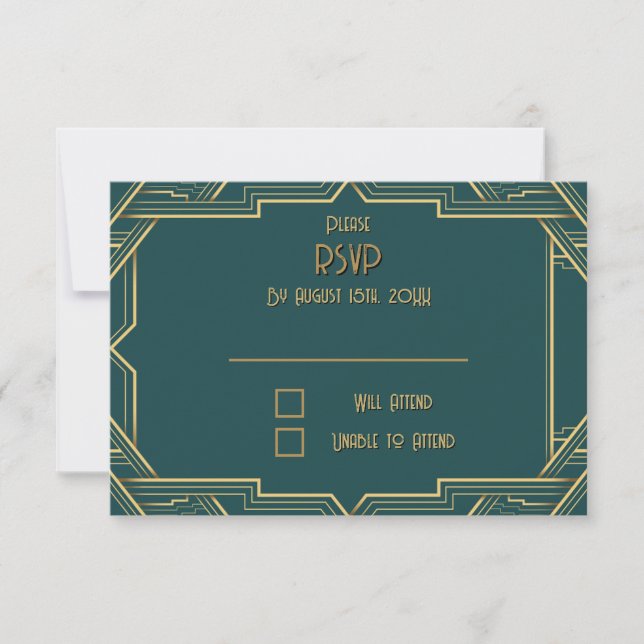 Tarjeta de respuesta RSVP verde azulada y Tuxedos (Anverso)