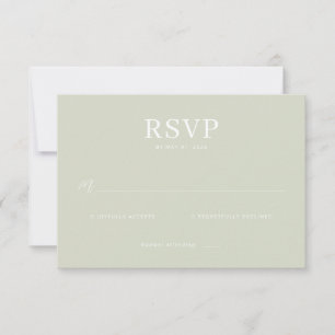 Tarjeta de respuesta RSVP verde discreto elegante