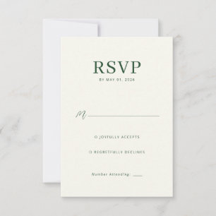 Tarjeta de respuesta RSVP Verde Elegante