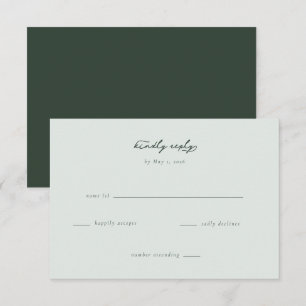 Tarjeta de Respuesta RSVP Verde Elegante
