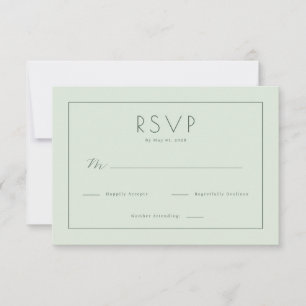 Tarjeta de respuesta RSVP verde pastel elegante