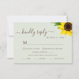 Tarjeta de respuesta RSVP verde salvia girasoles r