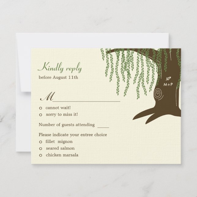 Tarjeta de respuesta RSVP / Willow Tree Wedding (Anverso)
