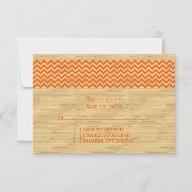 Tarjeta de respuesta Rústica de Chevron naranja (Anverso)