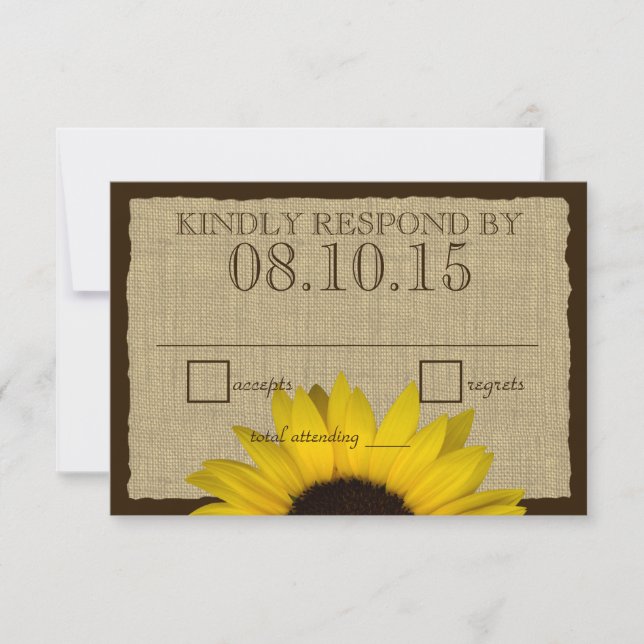 Tarjeta de respuesta Rústica de girasol y birrega (Anverso)