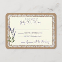Tarjeta de respuesta Rústica de Lavanda y Boda de 