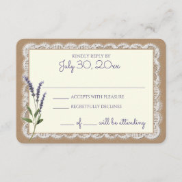 Tarjeta de respuesta Rústica de Lavanda y Boda de