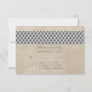 Tarjeta de respuesta Rústica de Quatrefoil Gris