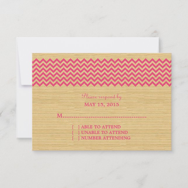 Tarjeta de respuesta Rústica Rosa para Chevron (Anverso)