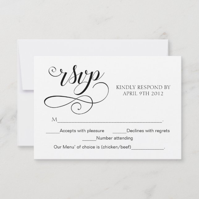 Tarjeta De Respuesta Rústica RsVP Script De Tipogr (Anverso)