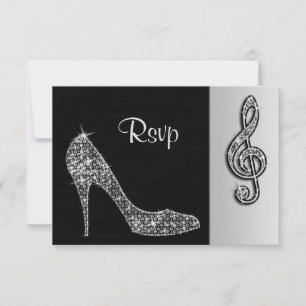 Tarjeta de respuesta Silver Stiletto & Treble Clef