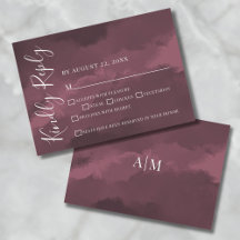 Tarjeta de respuesta simple de boda color Borgoña