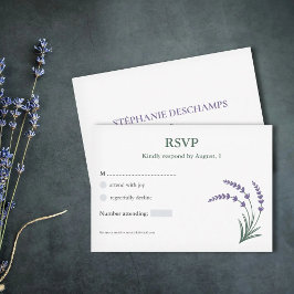Tarjeta de respuesta simple de boda con lavanda