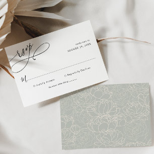 Tarjeta de respuesta simple de boda con letra eleg