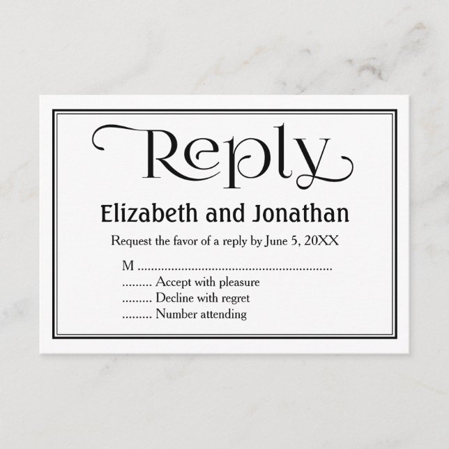 Tarjeta de respuesta simple de boda cristiana en b (Anverso)