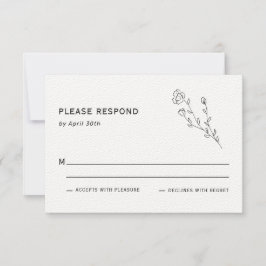 Tarjeta de respuesta simple de Boda de flores silv