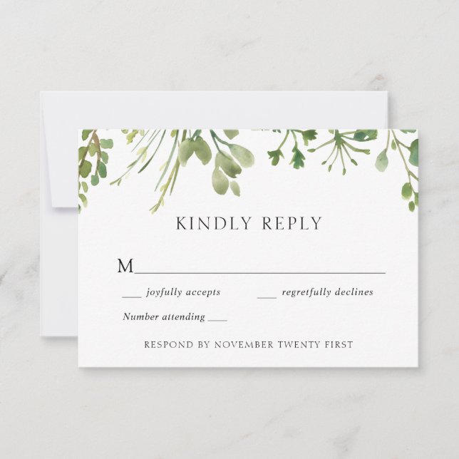 Tarjeta de respuesta simple de Boda de vegetación (Anverso)