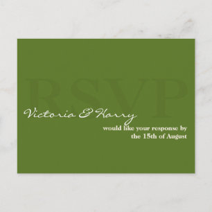 Tarjeta de respuesta simple de boda RSVP verde sab