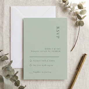Tarjeta de respuesta simple de boda verde salvia