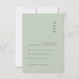 Tarjeta de respuesta simple de boda verde salvia