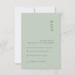 Tarjeta de respuesta simple de boda verde salvia